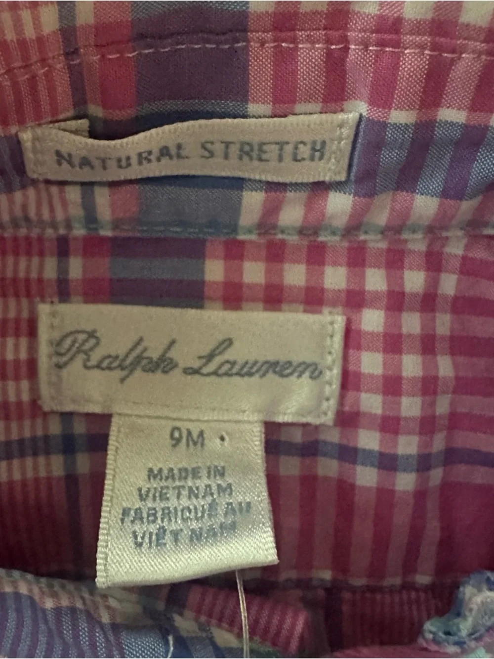 Ralph Lauren 9 Months Baby Boy Pink Blue Plaid Button-Down Shirt NWT Preppy